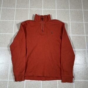 POLO Ralph Lauren Quarter Zip Pullover M Orange Pony Logo 1/4 Zip Cotton Knit